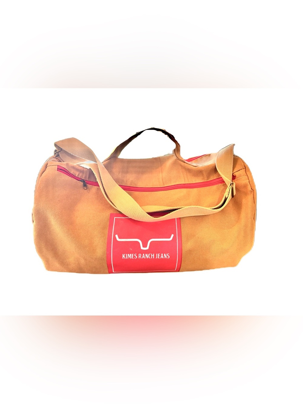 Kimes Ranch Jeans Canvas Duffel Weekender Bag Tan Red Western Travel
